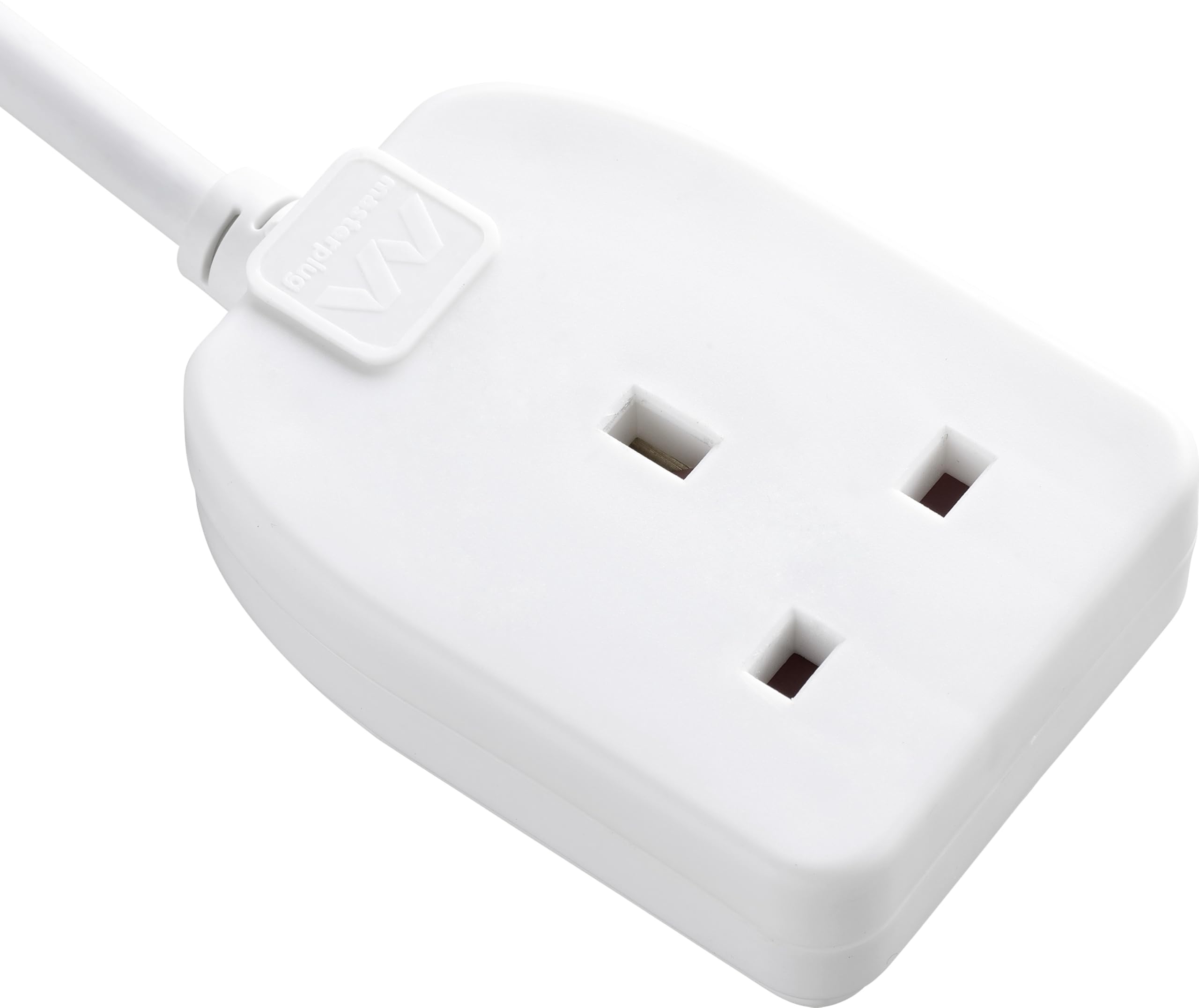 Masterplug One Socket Single Extension Lead, 5 Metre Cable, Unswitched, 1-Way Plug Extension Cable, Basic Power, White, 13A, 1G, 5m, BOG5