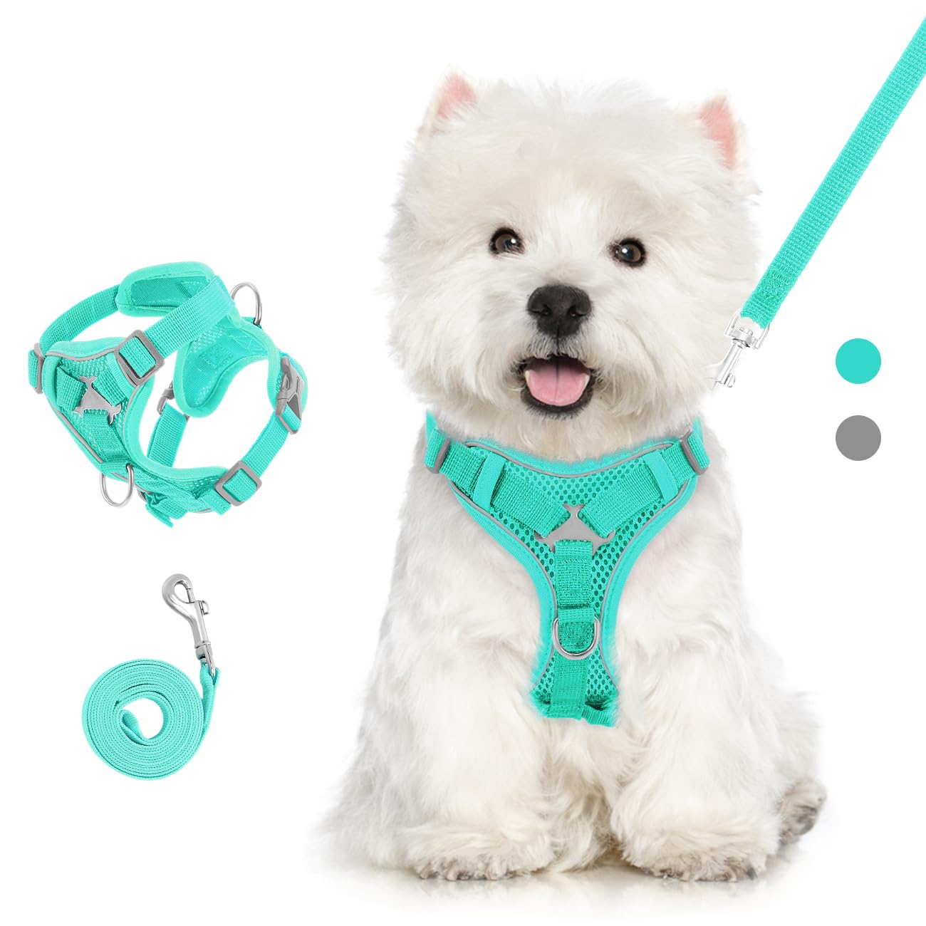 Photo 1 of VavoPaw Cat Harness and Leash Set for Walking, Adjustable Kitten Vest Harness with Reflective Strip Breathable Mesh, Escape Proof Soft Pet Safety Vest for Cats, Kittens, Puppies, XL, Lake Blue