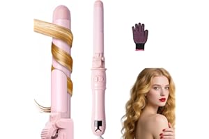 UOTJCNR 1.1 inch Automatic Curling Wand Rotating Curling Iron for Long Short Hair, Automatic Hair Curler with LED Display, Professional Hair Styling Irons Fast Heating
