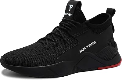 Black Safety Mens Safety Trainers Steel Toe Cap Work Boots UK 8 Breathable