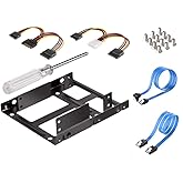 SSD Mounting Bracket, 2X 2.5 Inch SSD to 3.5 Inch Internal Hard Disk Drive Mounting Kit Bracket with SATA Data Cables and Pow