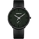FIZILI Mens Watches Ultra-Thin Minimalist Waterproof-Fashion Wrist Watch for Men Unisex Dress with Leather Band