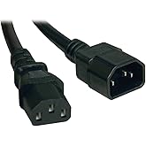 Tripp Lite Heavy-Duty C14 to C13 Power Extension Cord, 15A, 14 AWG, IEC-320-C14 to IEC-320-C13, Commonly Used for PDU Applica
