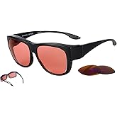 BRADDELL FL-41 Rose Fit-over Glasses with FL-60 Interchangeable Lenses for Migraine Light Sensitivity and Fluorescent LED Glare (Large)