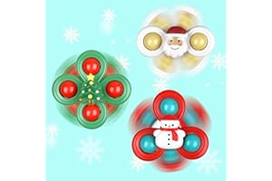 Jofan 3 Pack Christmas Suction Cup Spinner Toys for Baby Toddlers Kids Christmas Stocking Stuffers Gifts
