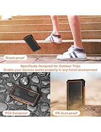 Qi - Cargador solar portátil inalámbrico de 20000 mAh, batería de respaldo externa, 3 puertos de salida, 4 linternas LED, mosquetón, IP54 resistente a la lluvia para camping, actividades al aire libre