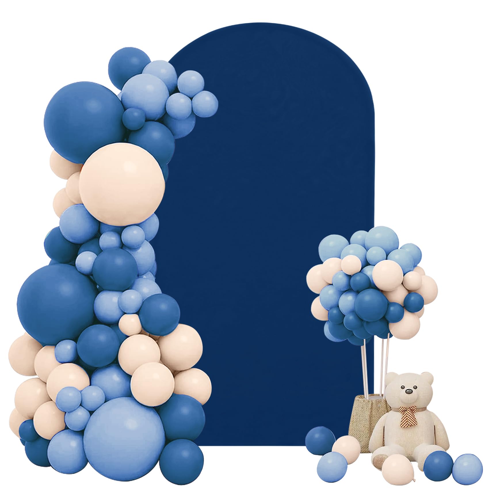 Photo 1 of 6FT Spandex Fitted Wedding Arch Cover Round Top Stand Covers Double-Side Chiara Cover Backdrop Cover for Wedding Birthday Party Ceremony Baby Shower Decoration(Navy Blue)