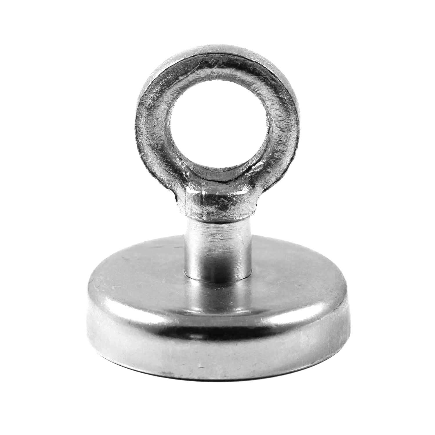 Magnetastico | 1x Neodymium N35 Eyebolt Magnet 48 mm Ø | Holding Force 81 kg | Extra Strong Neodymium Pot Magnet with Eyelet, Magnetic Eyebolt, galvanised | Clamping Magnet & Fishing Magnet