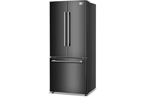 BLACK+DECKER 16 Cu. Ft. French Door Refrigerator with Built-in Ice Maker, Full Size Refrigerator with Bottom Mount Freezer Drawer, Frost Free, ENERGY STAR certified, BRF1600GIMB, Black