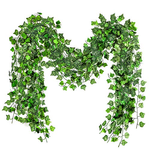 CEWOR 16pcs 126ft Artificial Ivy Garland, Artificial Ivy Leaves for