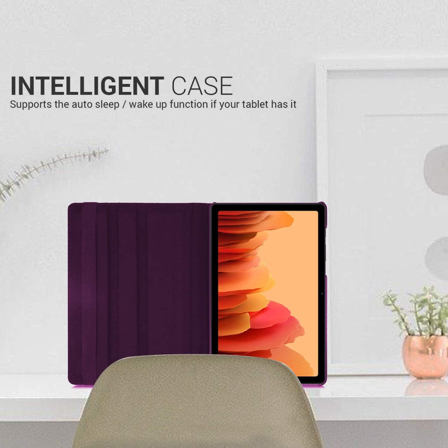 DN Technology Case For Samsung Galaxy Tab A7 10.4 inch 2022/2020 Multi Angle 360° Rotating Smart Folio Protective Tablet Cover (SM-T509/T500/T505/T507) (PURPLE) - Image 4
