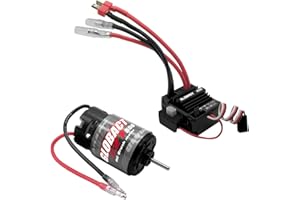 GLOBACT 550 Brushed Motor 12T and 80A ESC Brushed Motor ESC Combo ESC Dual Mode BEC 5A 7.4V/6.4V for 1/10 Slash 2WD 4×4 Arrma Granite Senton Typhon 4×4 Redcat Axial HPI (T Plug)