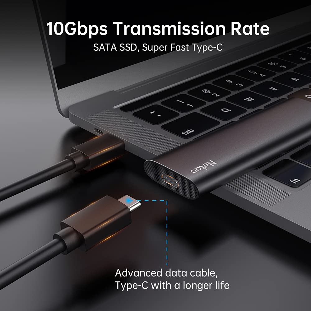 Netac 500GB Portable SSD - USB 3.2 Gen 2 External Solid State Drive With 550MB/s Speed