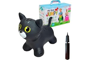 GERARDO'S Toys - Kids Bouncy Animal Hopper - Black Cat | 20 x 11 x 17 in | Toys for Toddler Girls & Boys | Toddler Bouncy Animal Includes Hand Pump