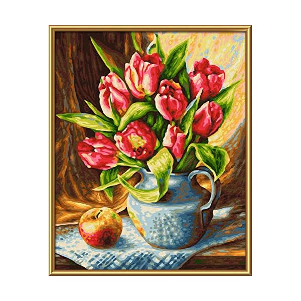 Schipper 609240796 Malen nach Zahlen - Tulpenstrauß - Bilder malen für Erwachsene, inklusive Pinsel und Acrylfarben, 24… – Bild 4
