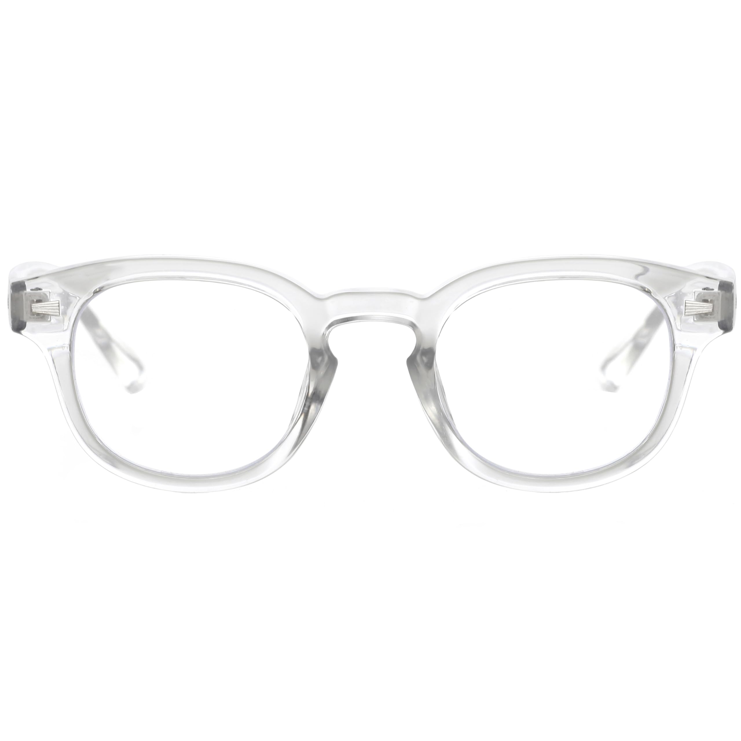 Photo 1 of Kursan Small Round Black Glasses for Women Men Thick Frame Fashion Clear Lens Blue Light Glasses (02 Transparent, 45MM)