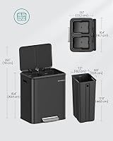 SONGMICS Kitchen Bin 2 x 4 Gal Double Bin Steel Soft-Close Lid LTB544B02 view 6