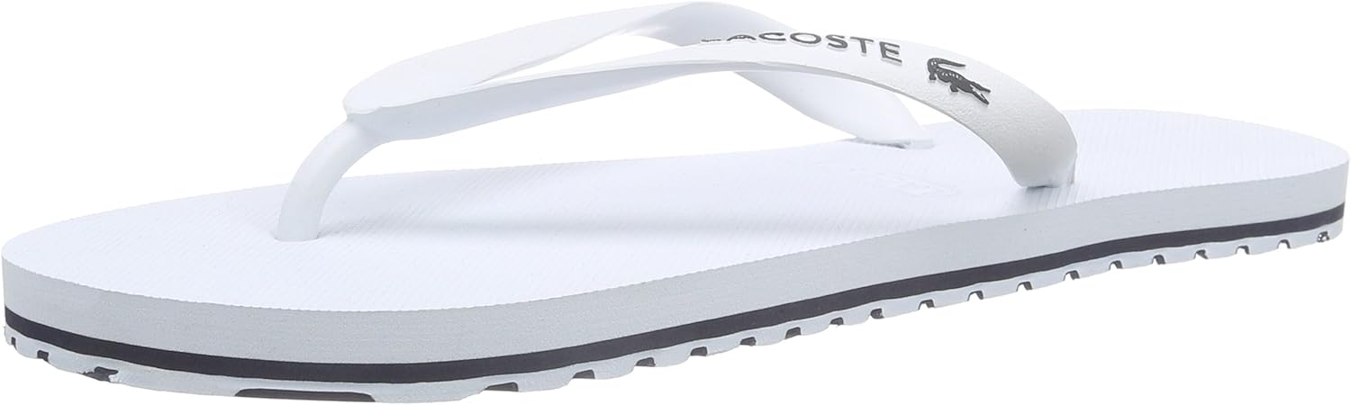 Amazon.com | Lacoste Men's Nosara LCR Rubber Slip On Flip Flop White/Dark Blue -White-10 Size 10 