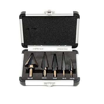 Fortag 5 tlg HSS-Stufenbohrer HSS TITAN Triangle Shank Kaiserpagode Schälbohrer Konusbohrer Metallbohrer Set Kobalt Beschicht