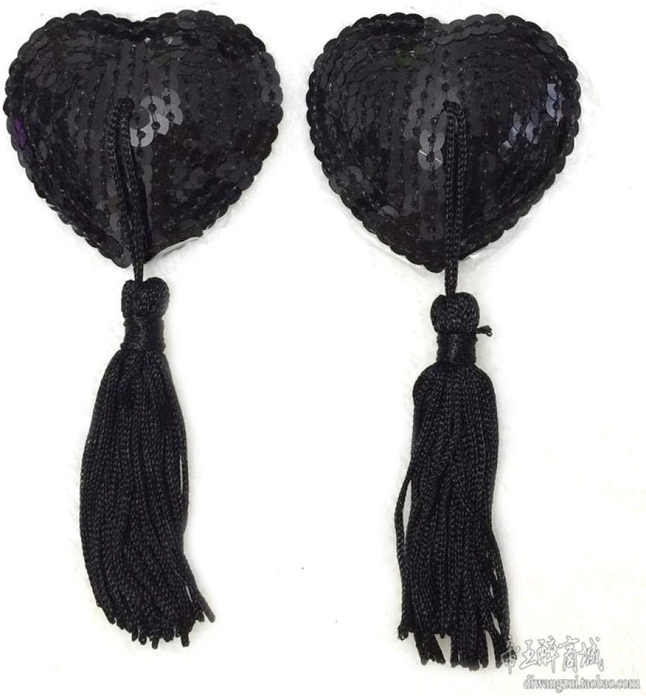 lightmhy Women's Baby Dolls Lingerie Sets New Sexy Underwear Silicone Chest Stickers Use Silicone Chest Stickers Sexy Tassel Milk Sticker Accessories One Pair Black One Size