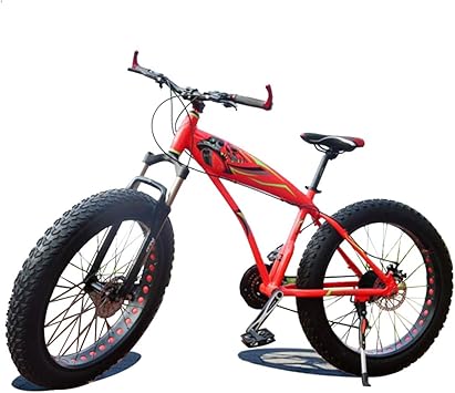 Amazon 4 0ワイドタイヤ太いホイールマウンテンバイク スノーモービルatvオフロード自転車 24インチ 7 21 24 27 30スピード 赤 21 eq マウンテンバイク