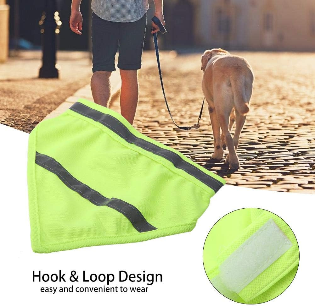 Reflective Dog and Cat Scarf Collar Bib for Dogs and Cats - Fashionable Pet Puppy Bandage Neckerchief in Fluorescent Yellow L Size - Image 4