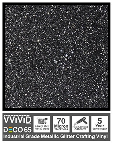 VViViD DECO65 Black Flake Metallic Glitter Adhesive Vinyl 6ft x 1ft Craft Roll for Cricut, Silhouette & Cameo Plotting Machines