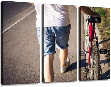 Amazon Co Jp 自転車 人物 アップ 男性 後ろ姿 風景 屋外 自然 後姿 スポーツ 運動 歩く レジャー 景色 公園 足 脚 交通 乗り物 道路 趣味 地面ポスター パネル 現代壁の絵 壁掛け 部屋飾り 背景絵画 壁アート 完成品 3枚セット