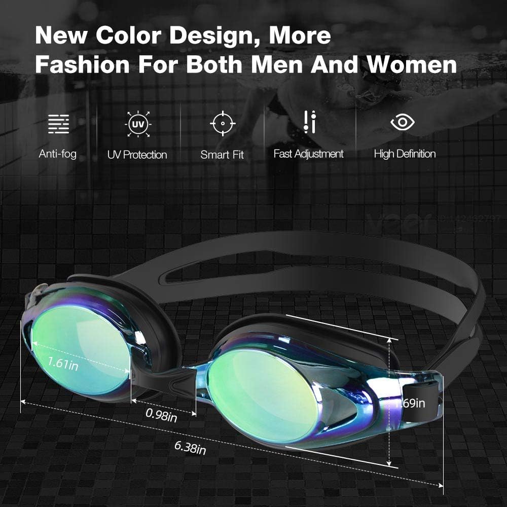 ZIONOR Swim Goggles, Upgrade G8 Swimming Goggles for Adult Men Women Youth, UV Protection Anti-Fog Leakproof (Black Frame Gold Lens) : Sports & Outdoors