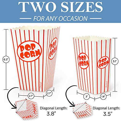 Chefast Popcorn Box Pack (20 Boxes) - 10x Medium and 10x Small Holders With 10x Chalkboard Stickers - Ultimate Party Favor - Great for Birthday and Theater Themed Parties, Movie Nights, Carnivals etc.