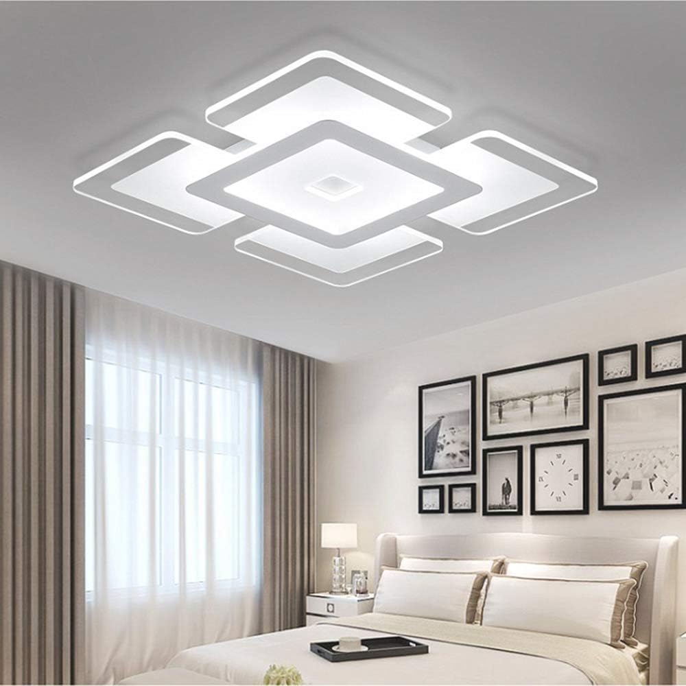 Ladiqi Modern LED Flush Mount Lighting Fixture Nordic Ultrathin Close to Ceiling Light Indoor Square Acrylic Chandelier for Living Room Bedroom Dining Room (White Light, 20.5'') - - 