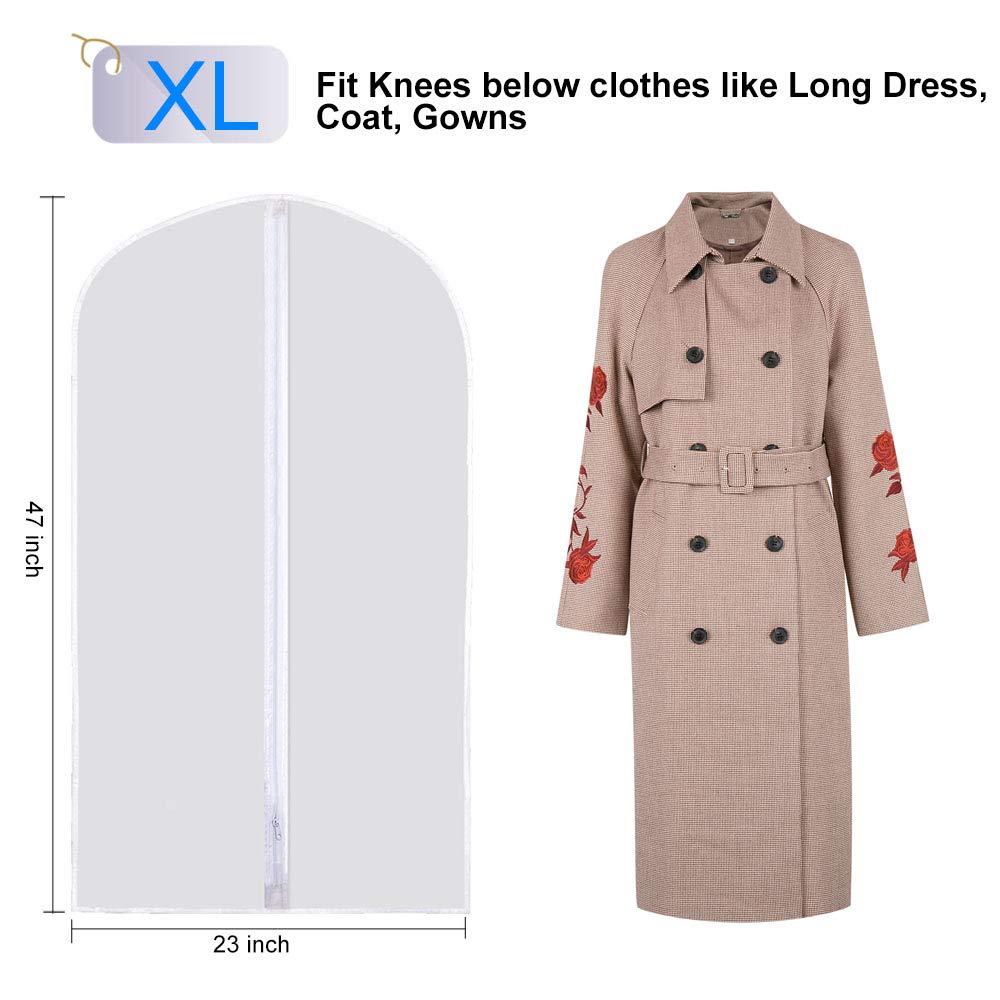 Garment Bags Dress Long Suit Bag -Hanging Dust Cover White Clear Breathable for Dance Clothes(Pack of 5)