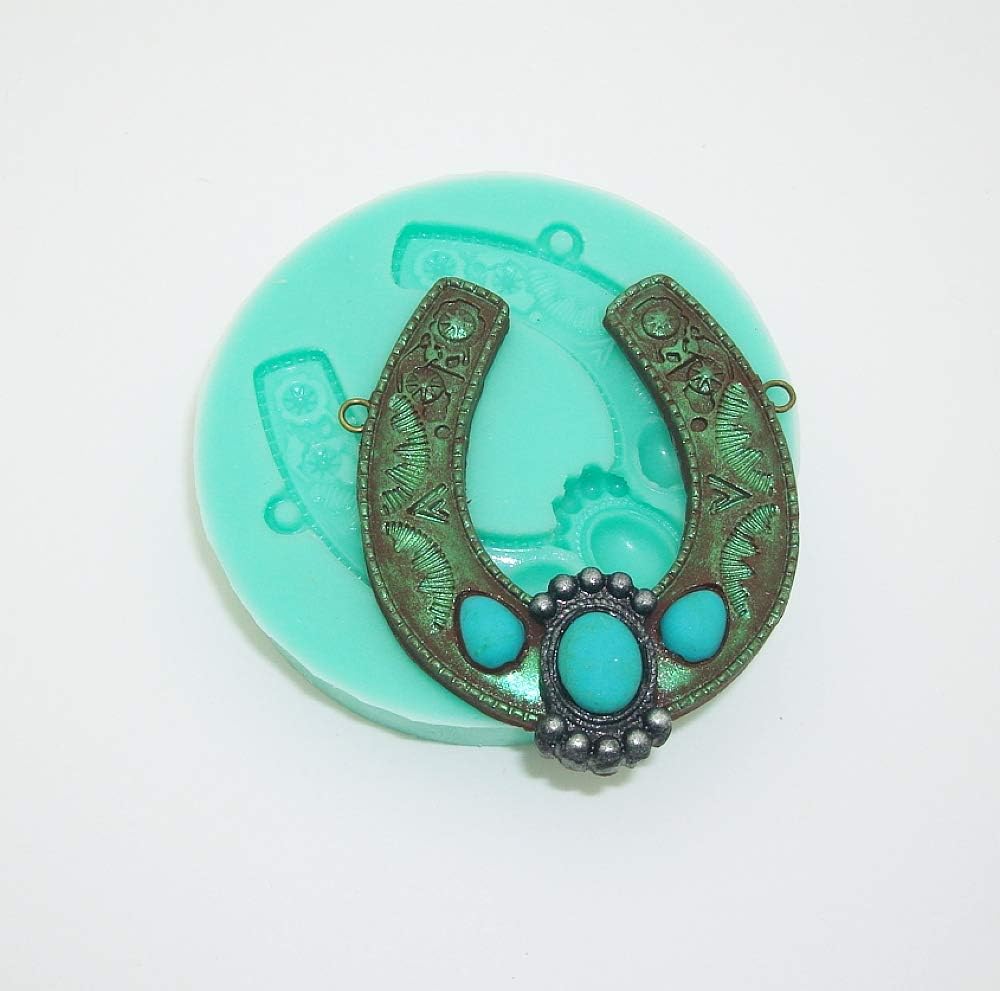 Findings Stop Brand Horseshoe Pendant Silicon Mold Flexible Silicone Mould for Crafts, Jewelry, Resin, Scrapbooking, Polymer Clay Fondant Chocolate.