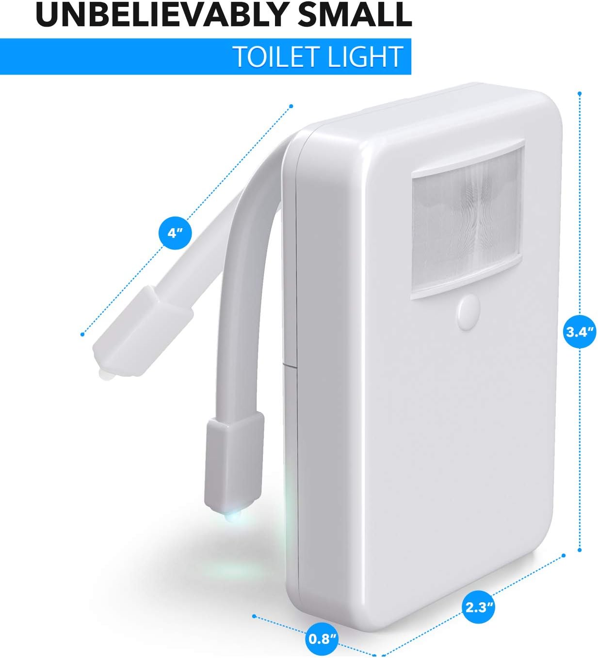 LumiLux Toilet Light Motion Detection - Advanced 16-Color LED Toilet Bowl Light, Internal Memory, Light Detection (White) - - 