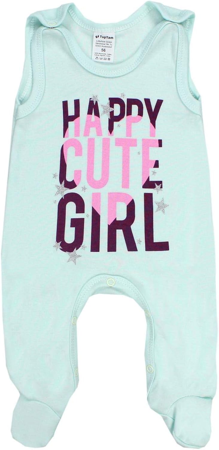 TupTam Baby Mädchen Strampler mit Aufdruck Spruch 3er Pack Bodys