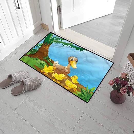 SCOCICI1588 Floor Mat Kids, Cute Duck and Ducklings Extra