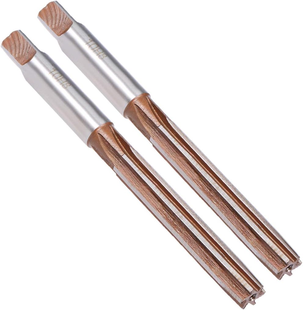sourcing map Hand Reamer 10mm Alloy Tool Steel H8 6 Straight Flutes Hand Milling Cutter Tool Metric Reaming Drill Bit for Metal 2Pcs