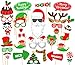 31PCS Christmas Xmas Santa Party Card Masks Photo Booth Props Mustache Supplies