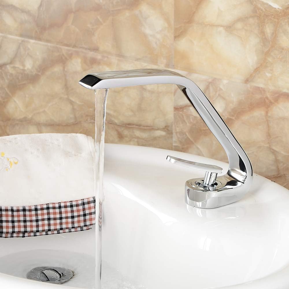 Wovier Chrome Waterfall Basin Mixer Tap Single Handle Single Hole Bathroom Sink Faucet - Image 4