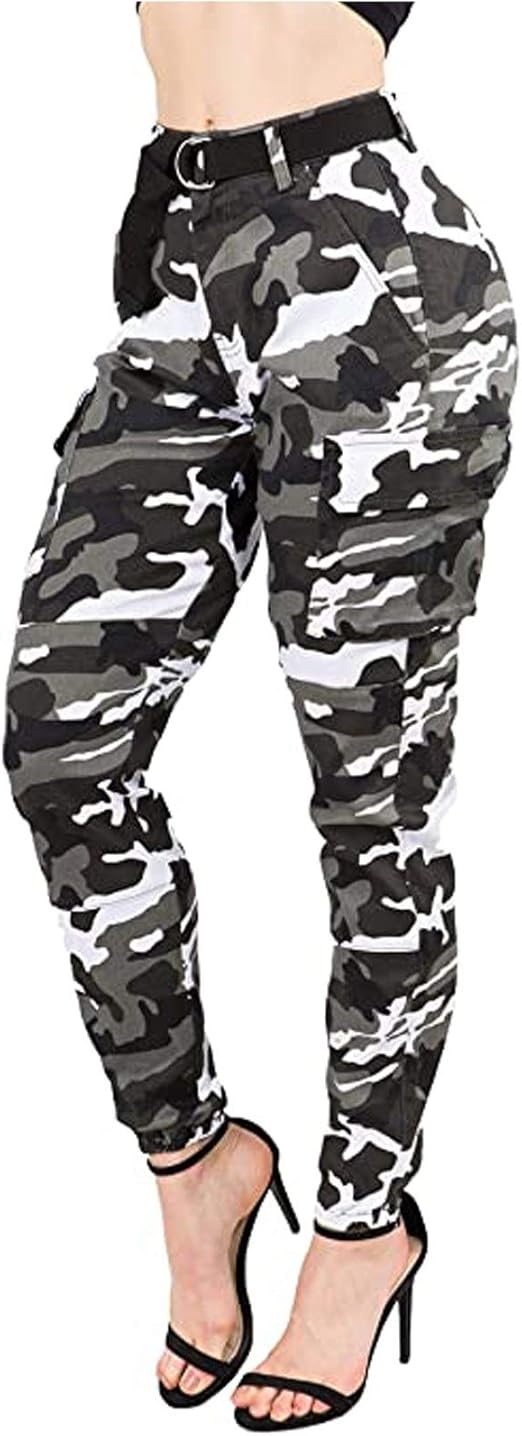 Amazon.com: Women's White Camouflage Casual Pants Leggings High Waist Slim Fit Jogger Cargo 
