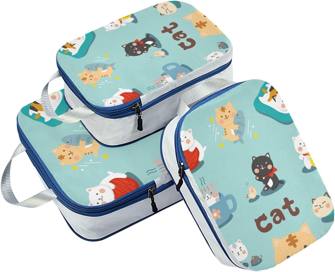 Set Cute Cat 3 Set Packing Cubes,2 