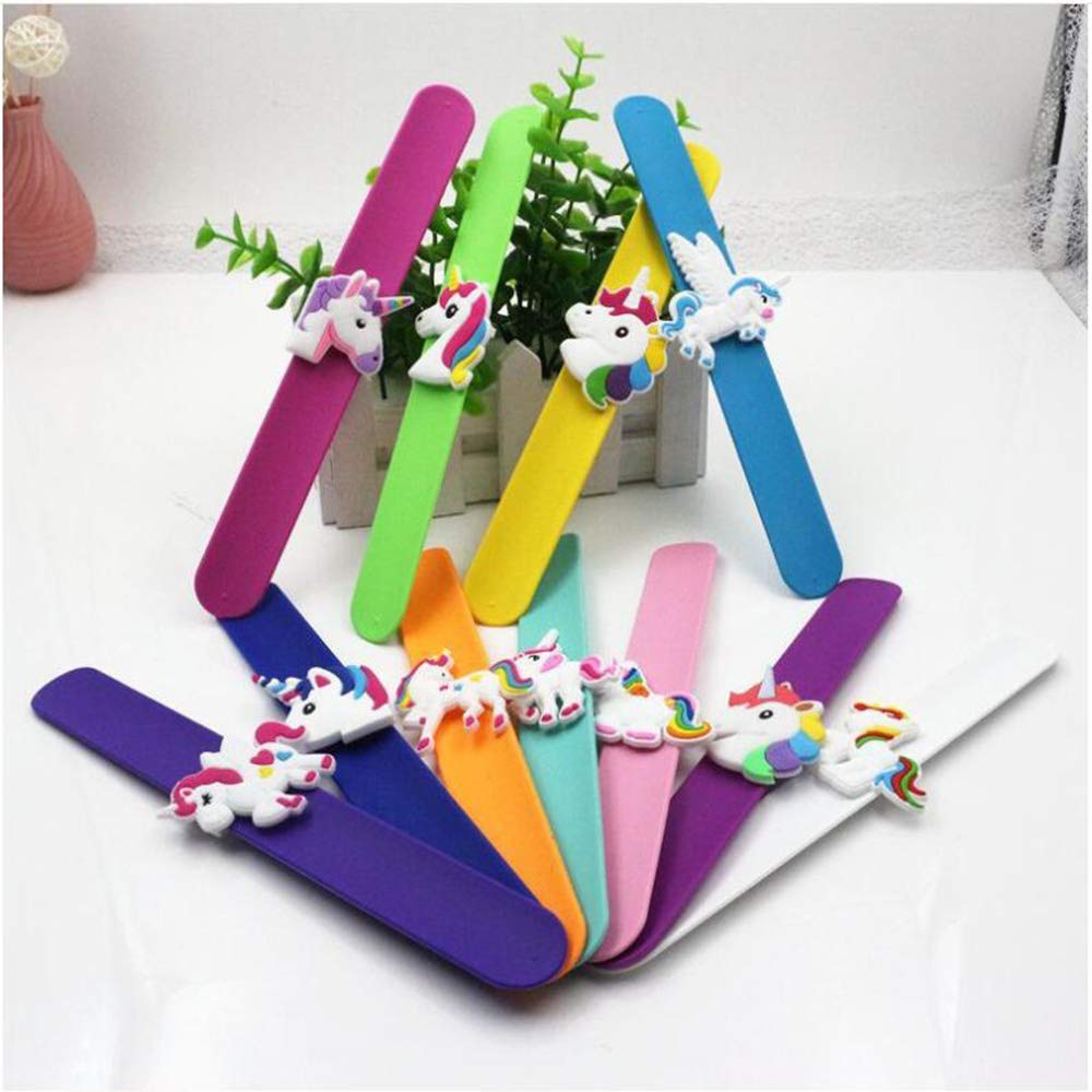 Bracelets Aukcherie pour enfants, 8pcs Bracelets Licorne Slap for Kids Slap Bracelets Giftbox pour les invités à la fête d\'anniversaire, idéal pour les soirées à thème Licorne