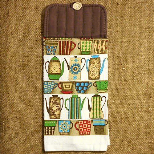 Retro Coffee Pot Themed Hanging Dish Towel, Kitchen Decor
