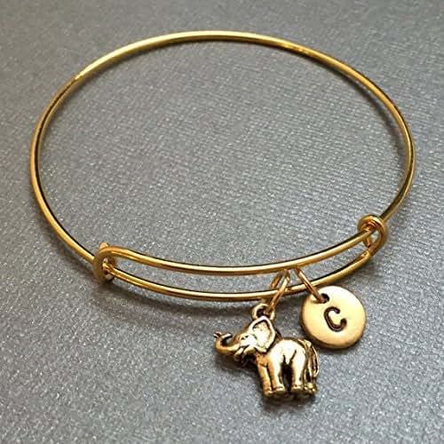 Elephant bangle, elephant charm bracelet, expandable bangle