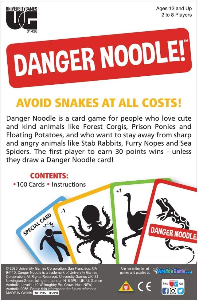 University Games Danger Noodle Card Game 01436, Pastel and Classic Colors - Image 3