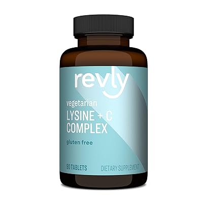 Amazon Brand - Revly Lysine + C Complex, 1000 mg L-Lysine and 66 mg Vitamin C per Serving (2 Tablets), Supports Immune Health, 90 Tablets, Gluten Free