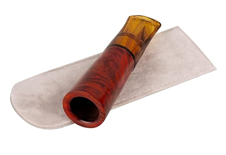 Cigarrenspitze Bruyère orange/black Acrylmundstück marmoriert 18mm mit Passatore Filter und Stoffbeutel