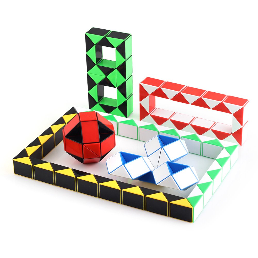 Magic Snake Cube Twist Puzzle Collection of 6 Fun Snake Toys Kids Magic Sets for Children 24 Wedges - 3Pair - Ganowo