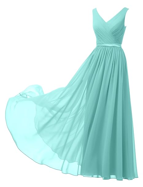 Alicepub A-Linie Chiffon Brautjungfernkleider Abendkleider Lang Ärmellos Ballkleider