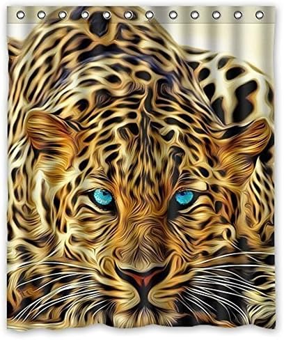 Leopard With Blue Eyes Wild Animal Print Shower Curtain Bath Decor